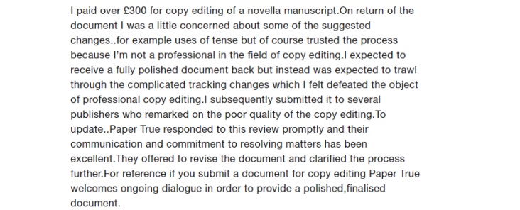 paper true editing reviews